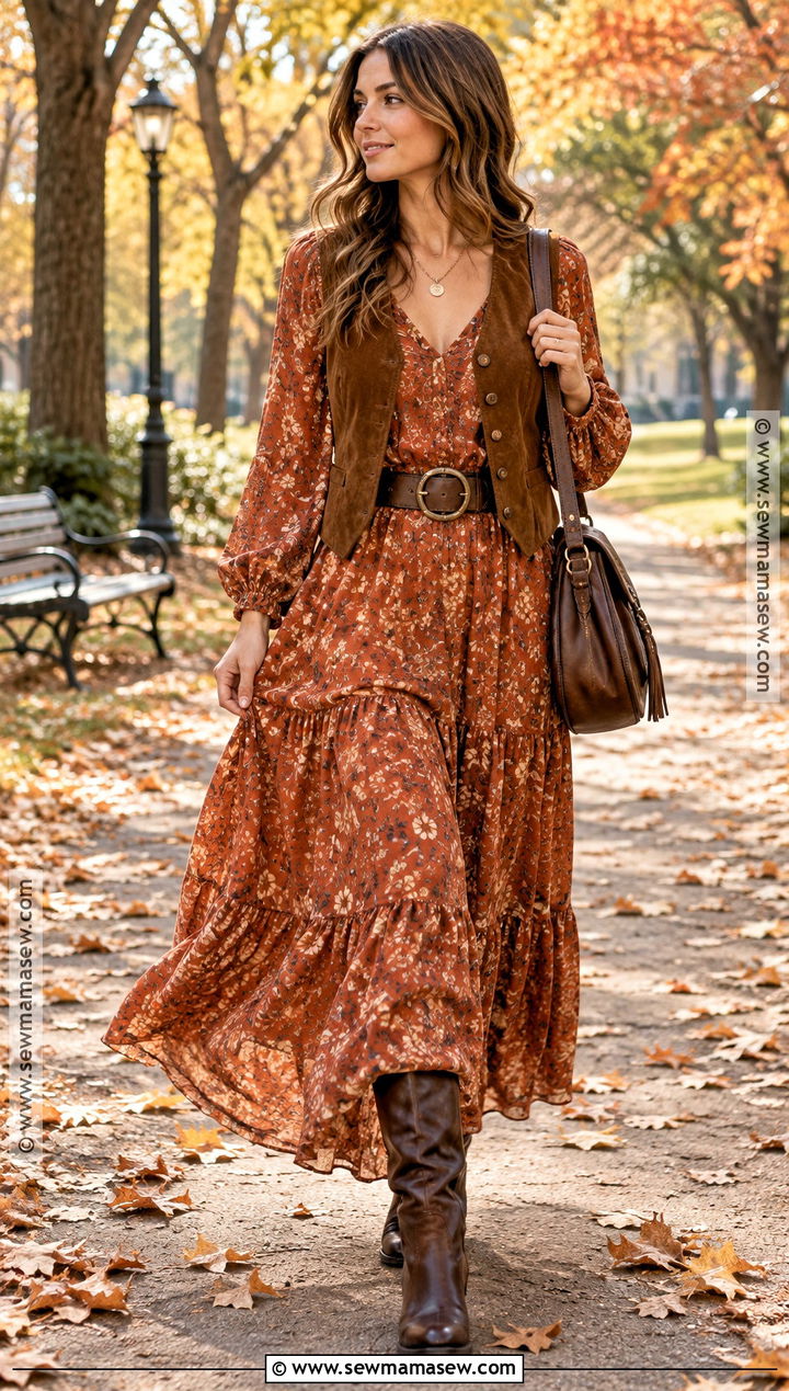 Boho Maxi Dress Autumn Outfit - 15 Trendy Outfits Autumn 2026