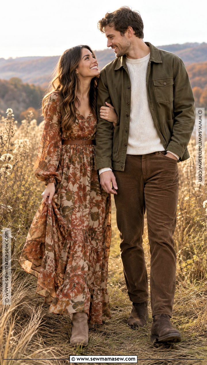 Boho Maxi Dress Fall Engagement Photo Outfit - 25 fall engagement photo outfit ideas