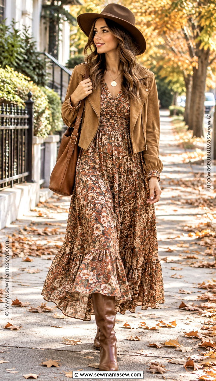 Boho Maxi Dress Fall Outfit - 15 fall chic outfits 2026