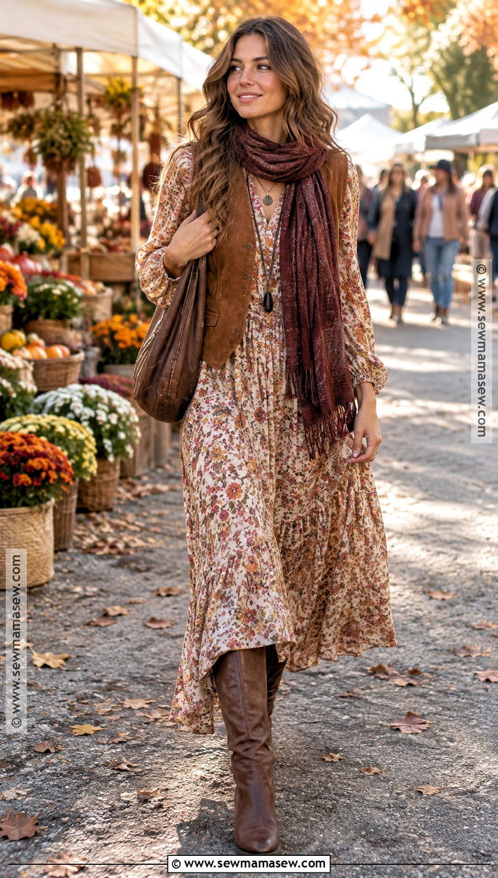 Boho Maxi Dress Fall Outfit - 15 fall inspo outfits 2026