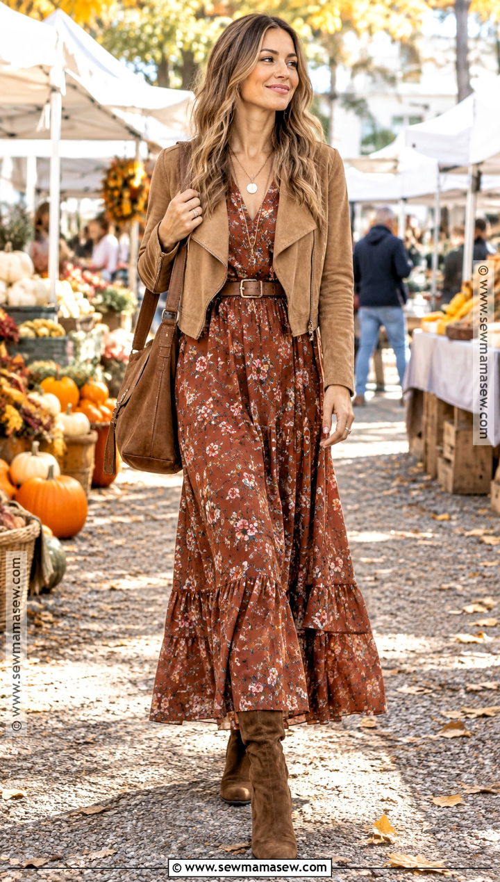 Boho Maxi Dress Fall Outfit - 15 outfit 2026 fall ideas