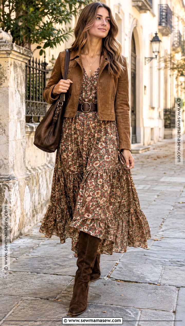Boho Maxi Dress and Knee High Boots Outfit - 15 2026 fall and winter fashion ideas