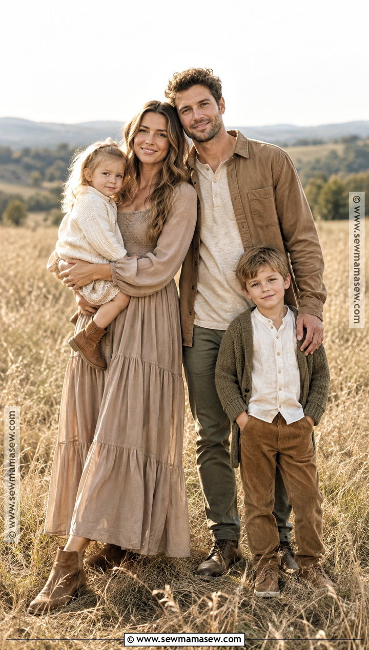 Boho Neutral Fall Family Photoshoot Outfit - 15 outdoor fall family photoshoot outfits
