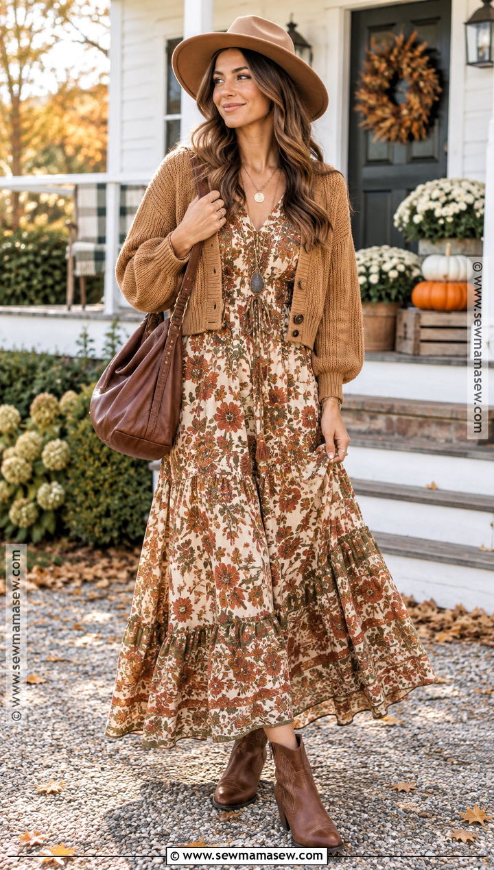 Boho Thanksgiving Maxi Dress Outfit - 25 Thanksgiving Outfit Aesthetic Ideas