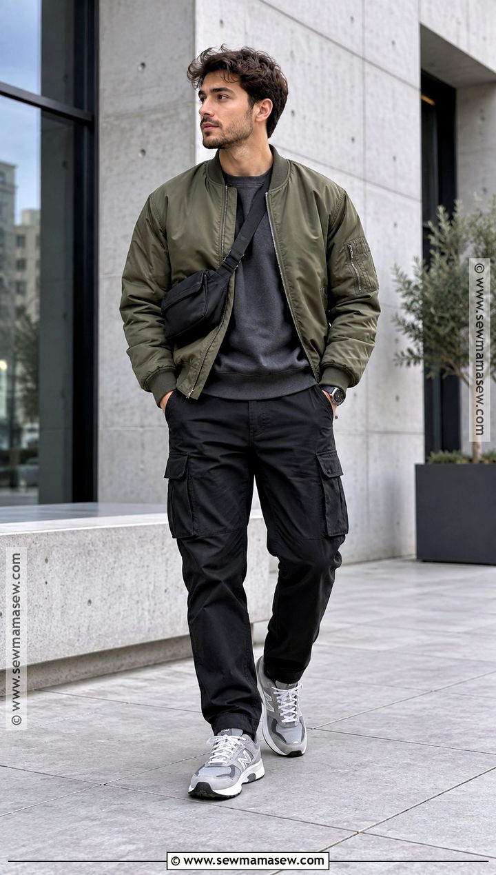 Bomber Jacket And Cargo Pants Fall Outfit - 20 mens fall outfit ideas