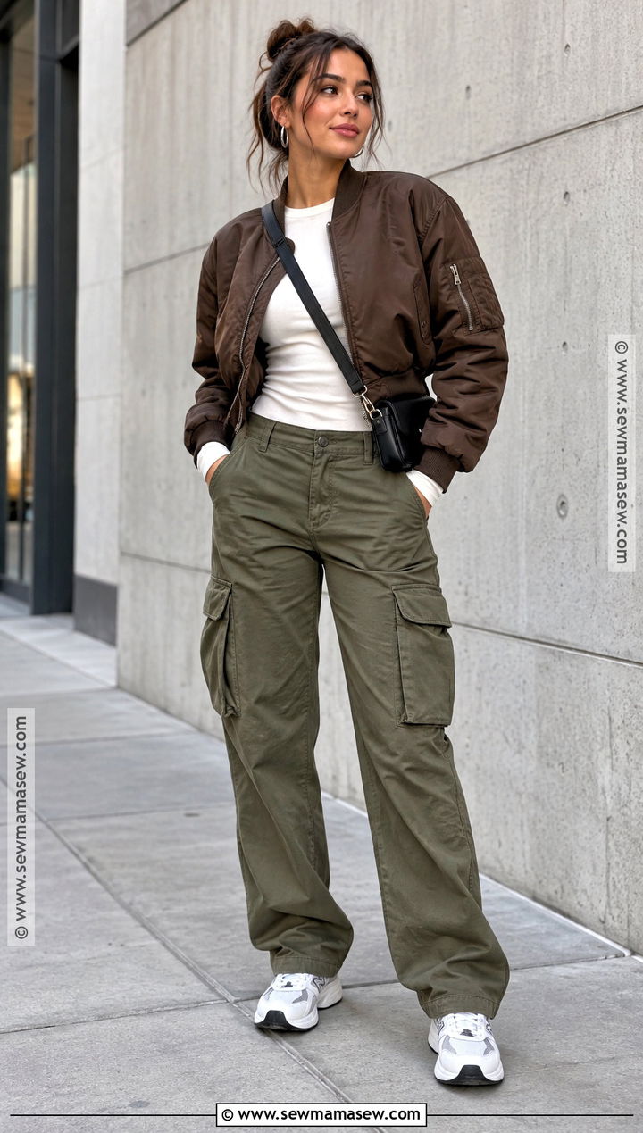 Bomber Jacket And Cargo Pants Fall Outfit - 25 cute fall fits