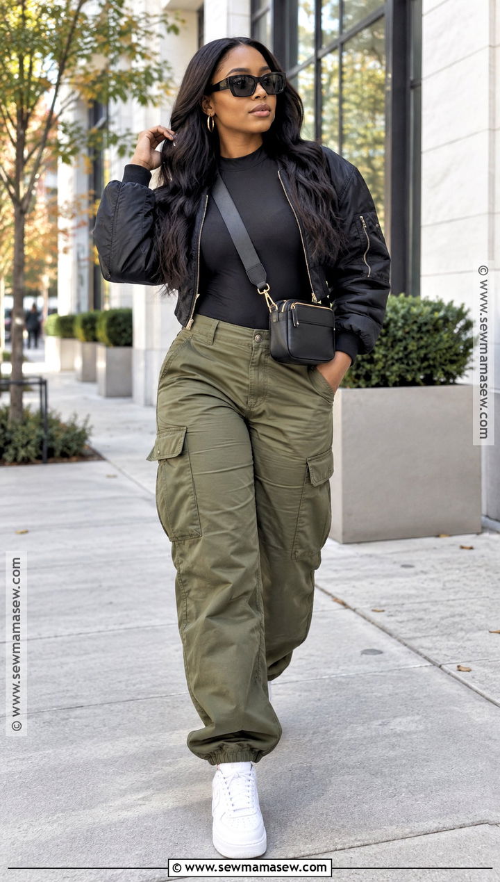 Bomber Jacket And Cargo Pants Fall Outfit - 15 black women fall fashion ideas 2026