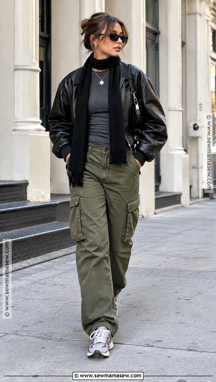 Bomber Jacket And Cargo Pants NYC Outfit - 20 november nyc outfits