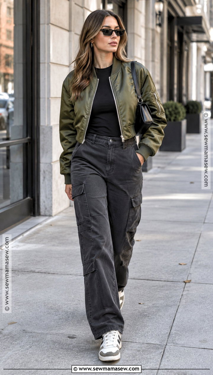 Bomber Jacket And Cargo Pants Outfit - 15 Fall Street Style Ideas 2026