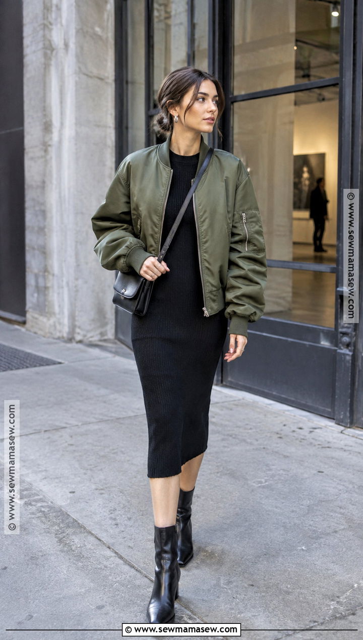 Bomber Jacket And Knit Dress New York November Outfit - 25 new york november outfit ideas