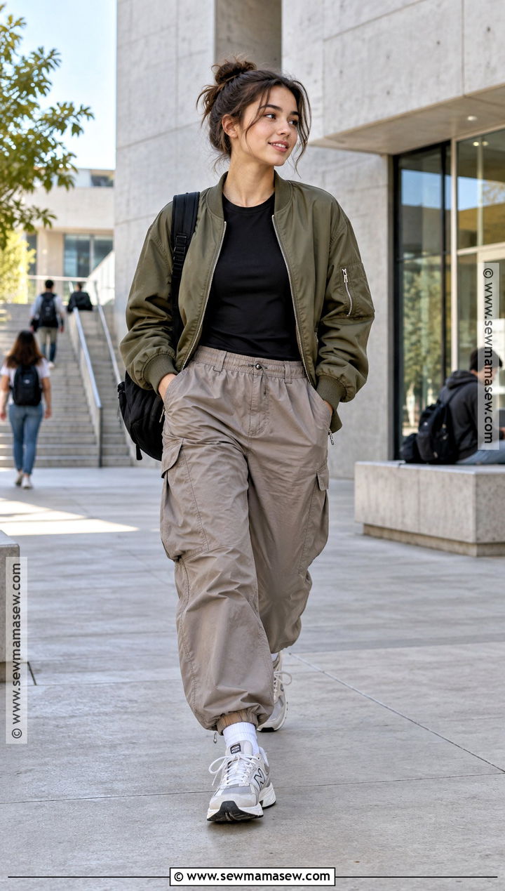 Bomber Jacket And Parachute Pants Back To School Outfit - 20 Back To School Essentials Clothes