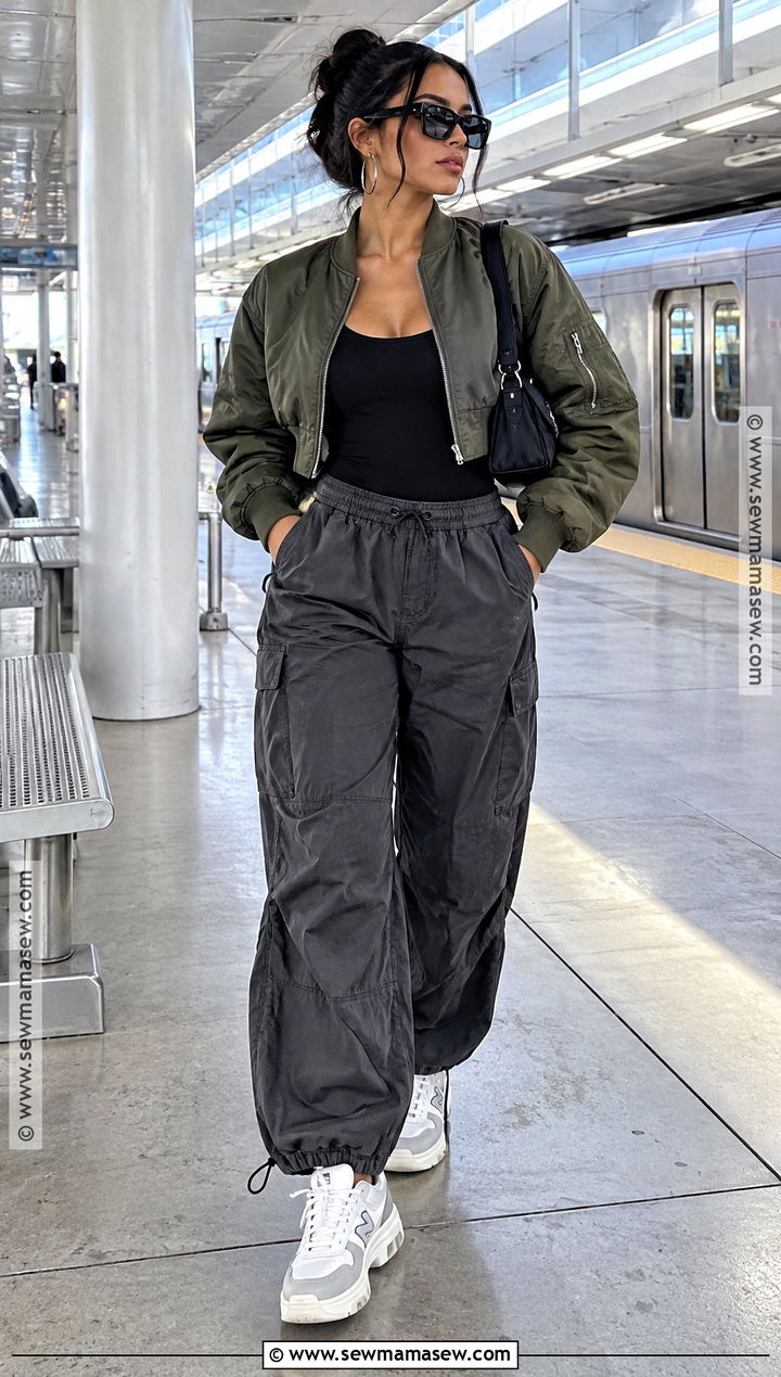 Bomber Jacket And Parachute Pants Fall Baddie Outfit - 25 fall outfits baddie