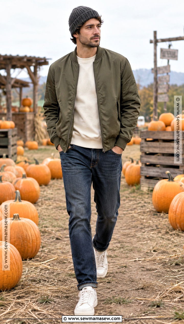 Bomber Jacket Pumpkin Patch Outfit - 25 pumpkin patch outfit ideas for men