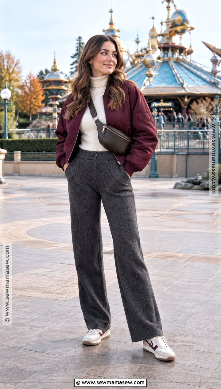 Bomber Jacket With Knit Pants - 20 Disney Paris Outfits Autumn