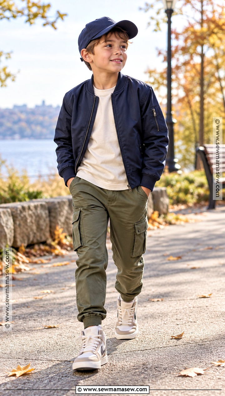 Bomber Jacket With T Shirt And Cargo Joggers - 25 Boy Fall Outfits