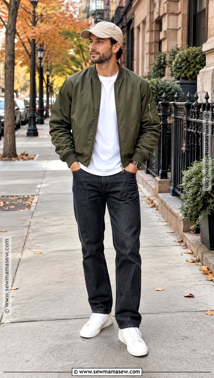 Bomber Jacket With T Shirt And Jeans - 20 fall jackets for men