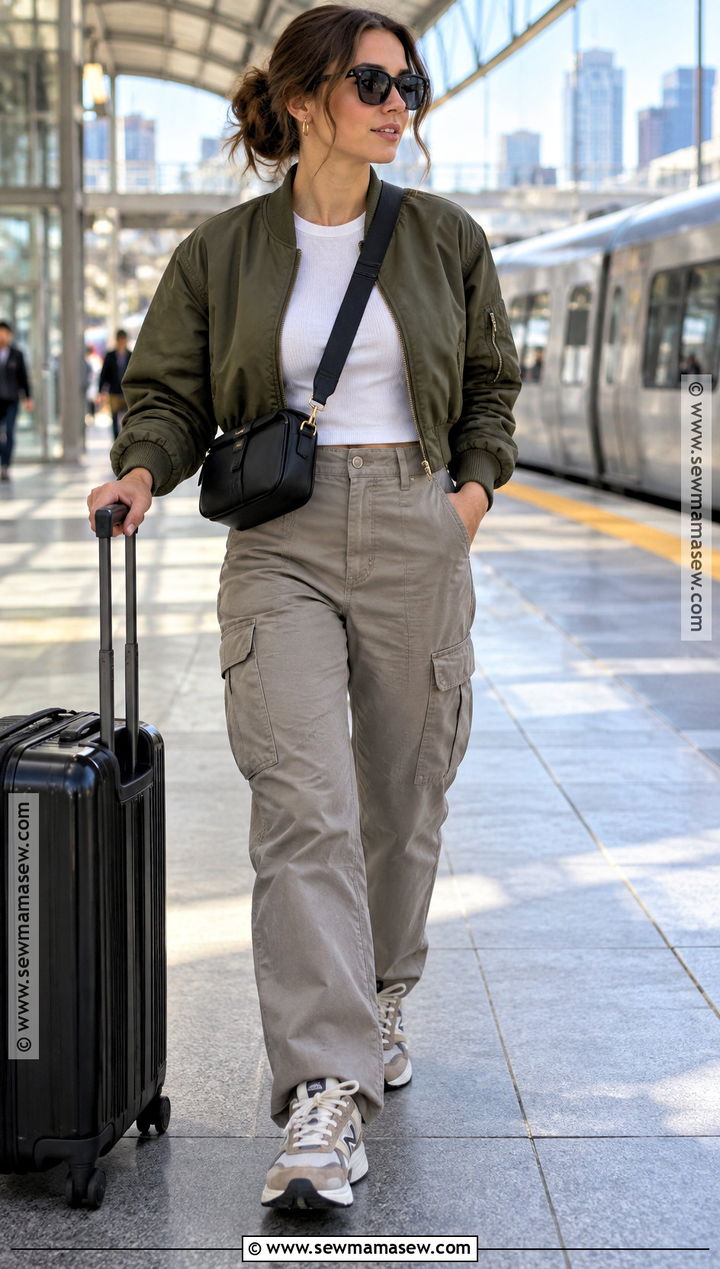 Bomber Jacket and Cargo Pants Fall Outfit - 15 Fall 2026 Outfit Inspiration Ideas