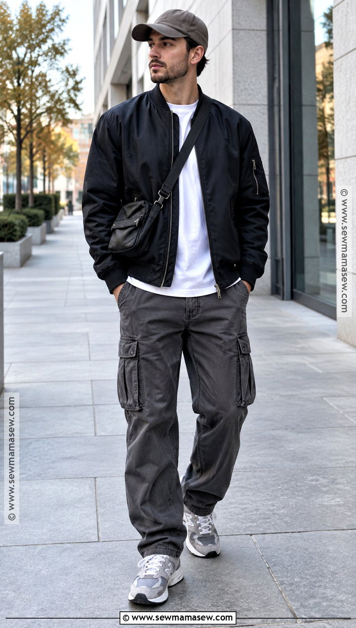 Bomber Jacket and Cargo Pants Fall Outfit - 20 Fall Outfits for Guys