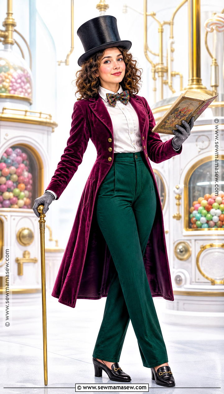 Book Inspired Willy Wonka Costume With Green Pants - 35 Willy Wonka Costume Ideas for Women