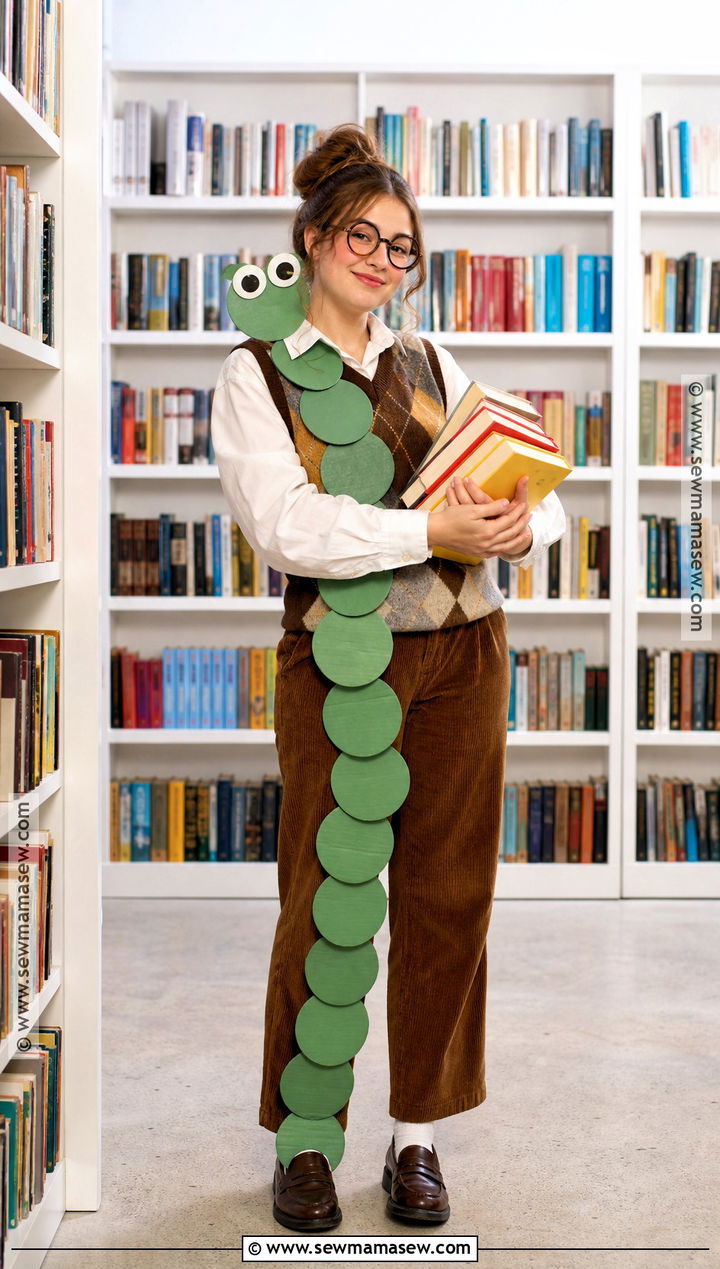 Bookworm Costume With Cardboard Books - 30 Low Budget Halloween Costumes