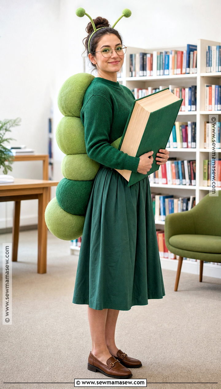 Bookworm Costume With Green Outfit - 30 Very Simple Halloween Costumes