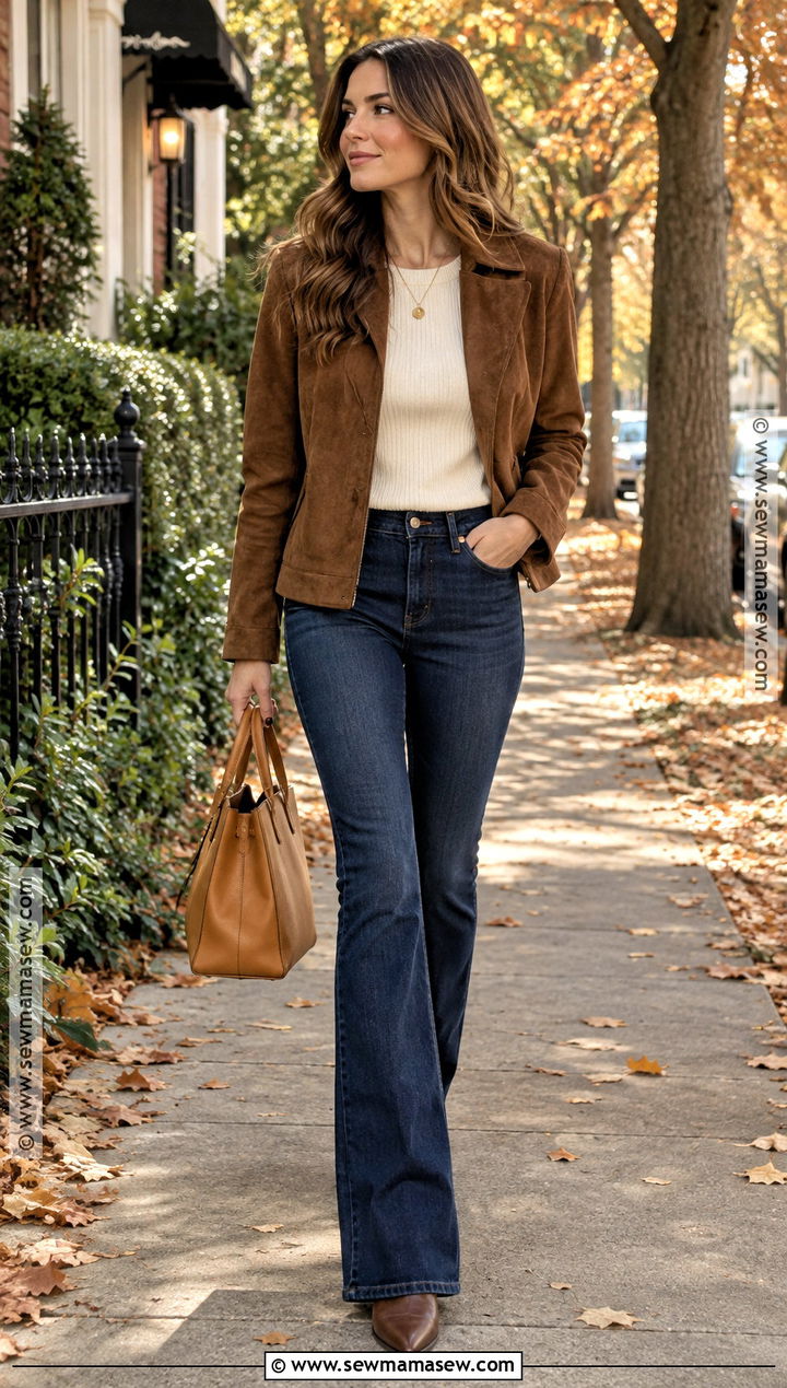 Bootcut Jeans With Suede Jacket - 25 fall jeans