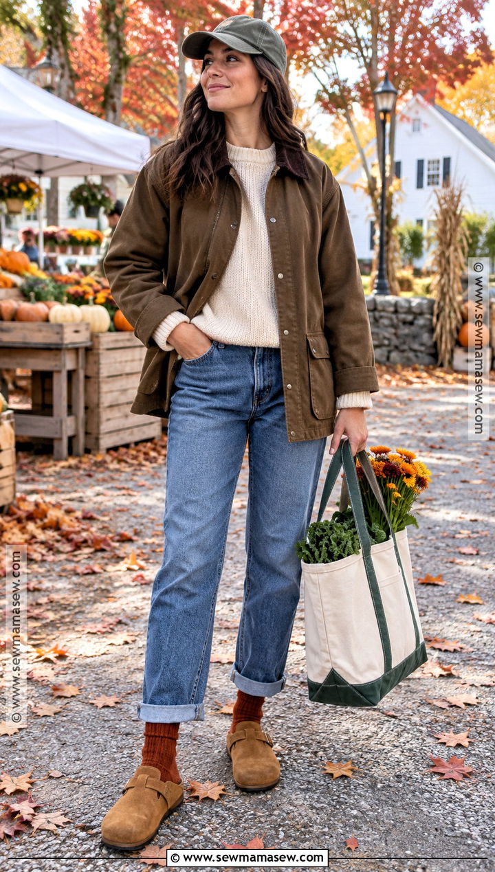 Boston Birks With Barn Jacket And Cuffed Jeans - 15 Boston Birks Fall Outfits