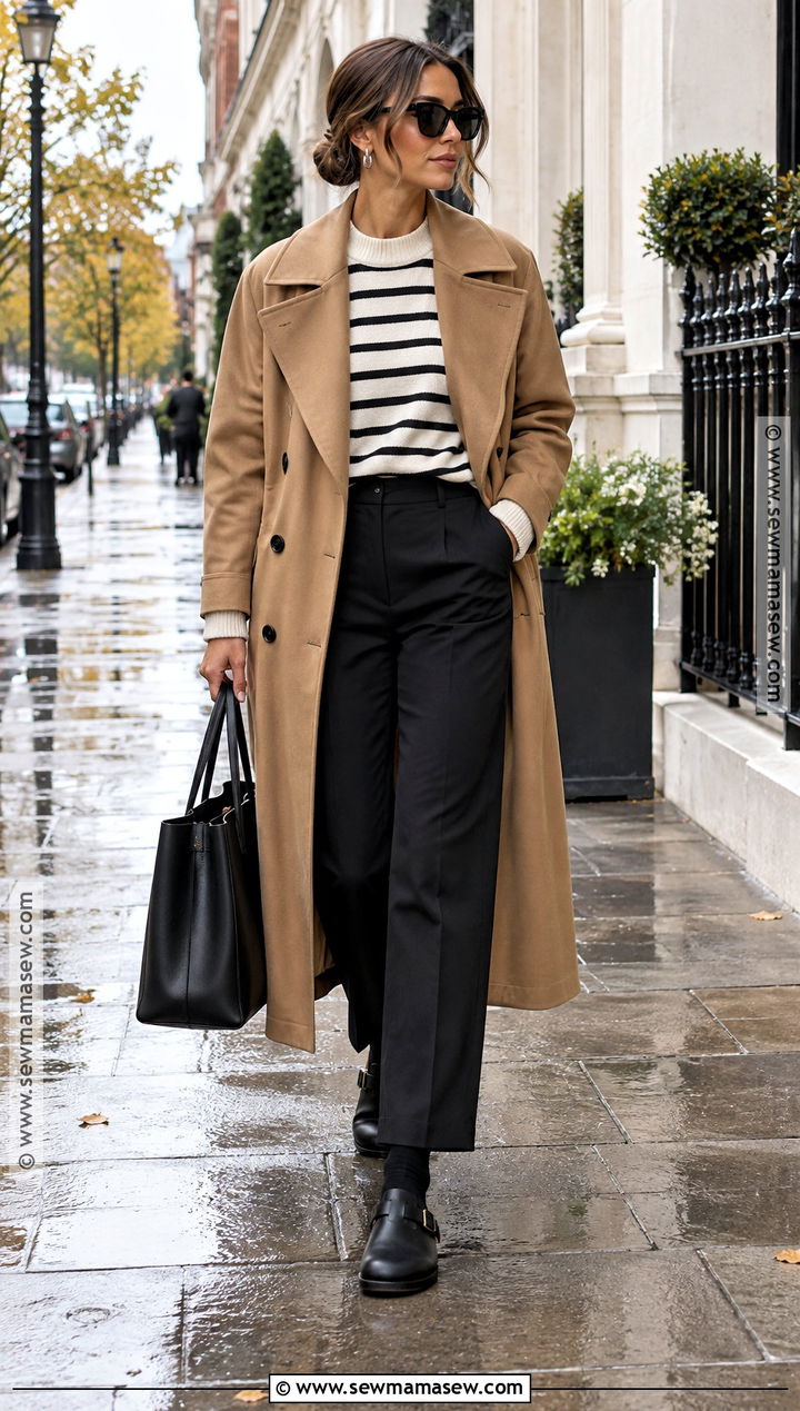 Boston Birks With Trench Coat And Black Pants - 15 Boston Birks Fall Outfits