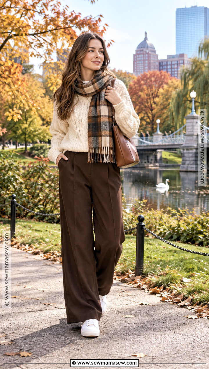 Boston Cable Knit Sweater and Trousers Outfit - 25 Boston Outfits Fall