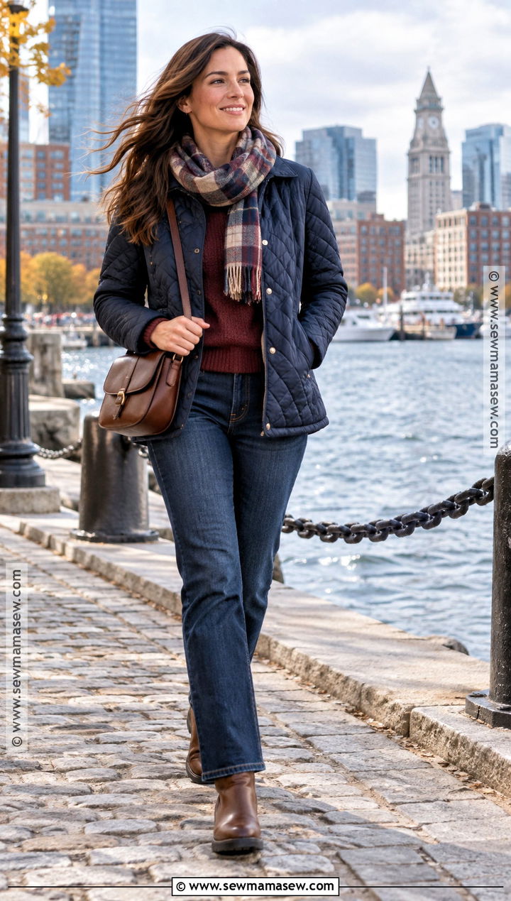 Boston Harbor Quilted Jacket Outfit - 25 Boston Outfits Fall