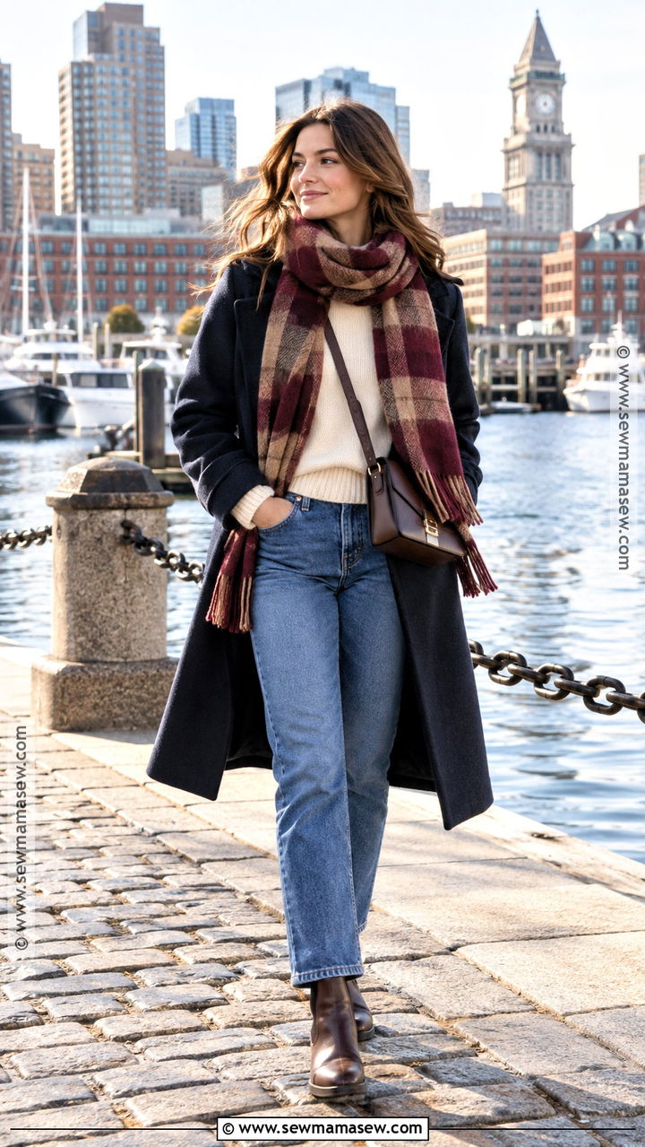 Boston Oversized Scarf And Sweater Outfit - 20 Fall Boston Outfit Ideas