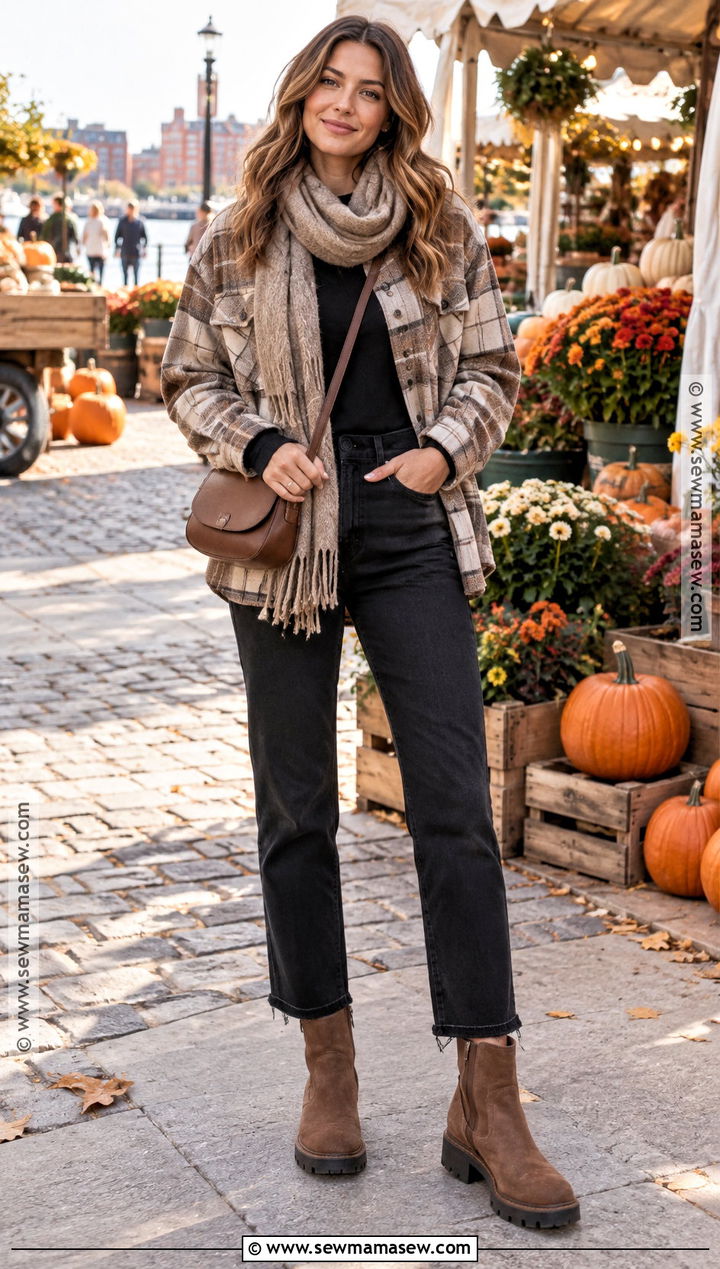 Boston Shacket and Ankle Boots Outfit - 25 Boston Outfits Fall