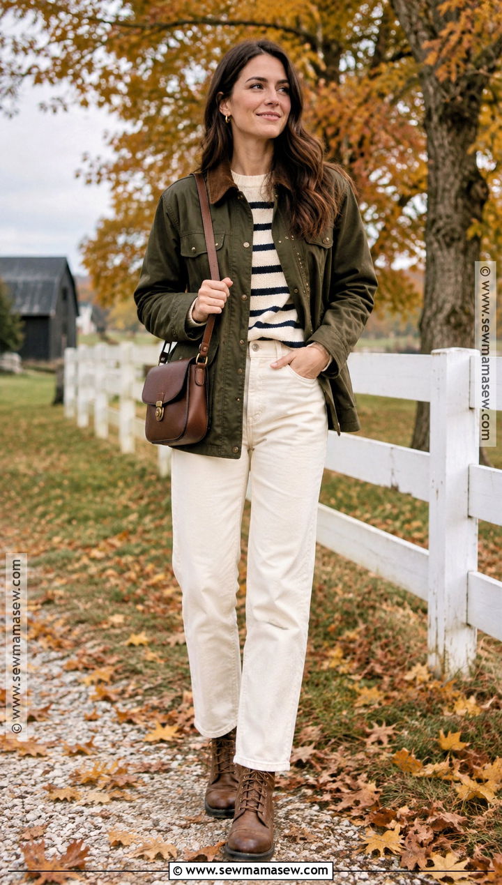 Bourbon Trail Barn Jacket and Ecru Jeans Outfit - 15 Bourbon Trail Kentucky Outfits Fall