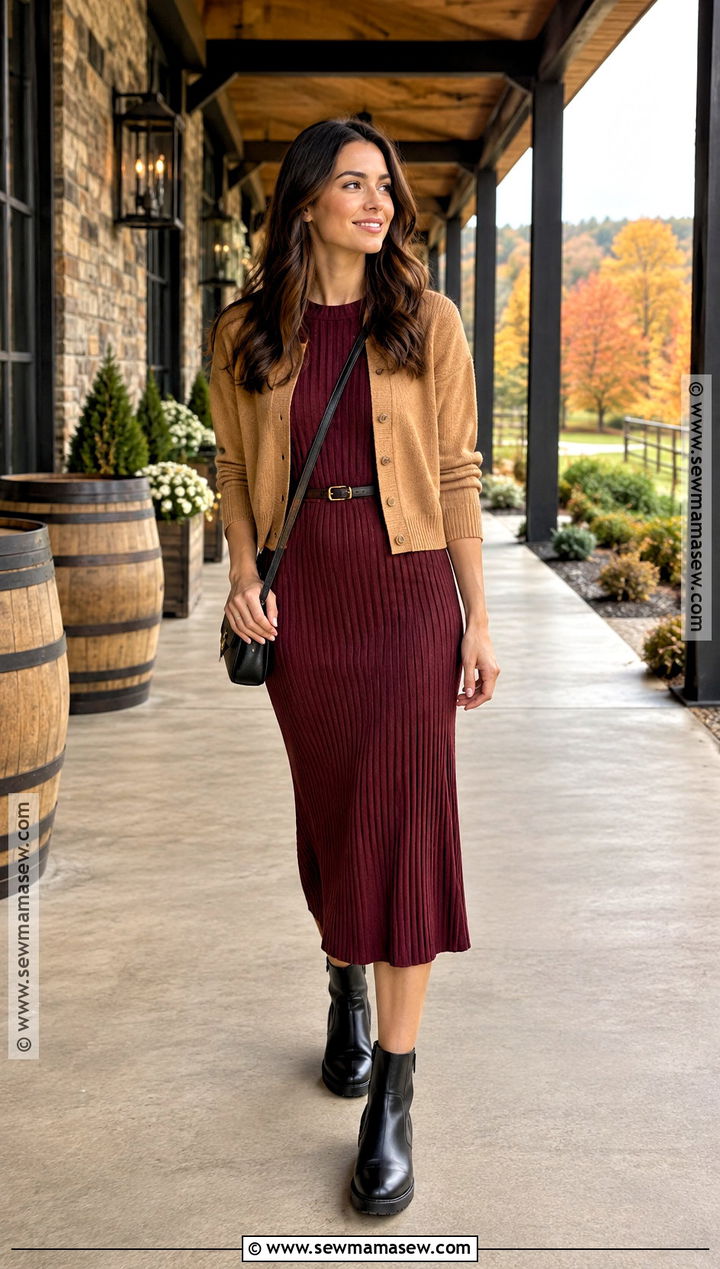 Bourbon Trail Knit Dress and Chelsea Boots Outfit - 15 Bourbon Trail Kentucky Outfits Fall