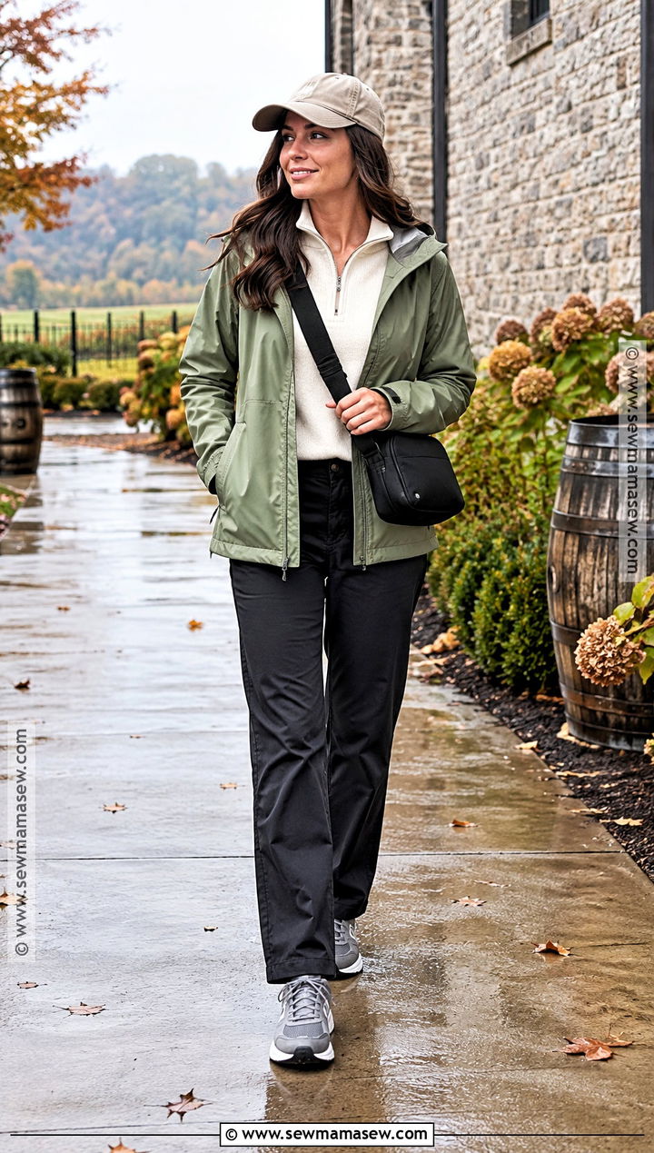 Bourbon Trail Rain Jacket and Waterproof Sneaker Outfit - 15 Bourbon Trail Kentucky Outfits Fall