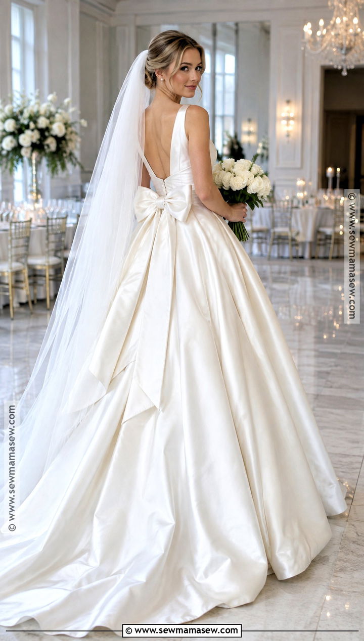 Bow Back Satin Fall Princess Wedding Dress - 15 fall princess wedding dress ideas