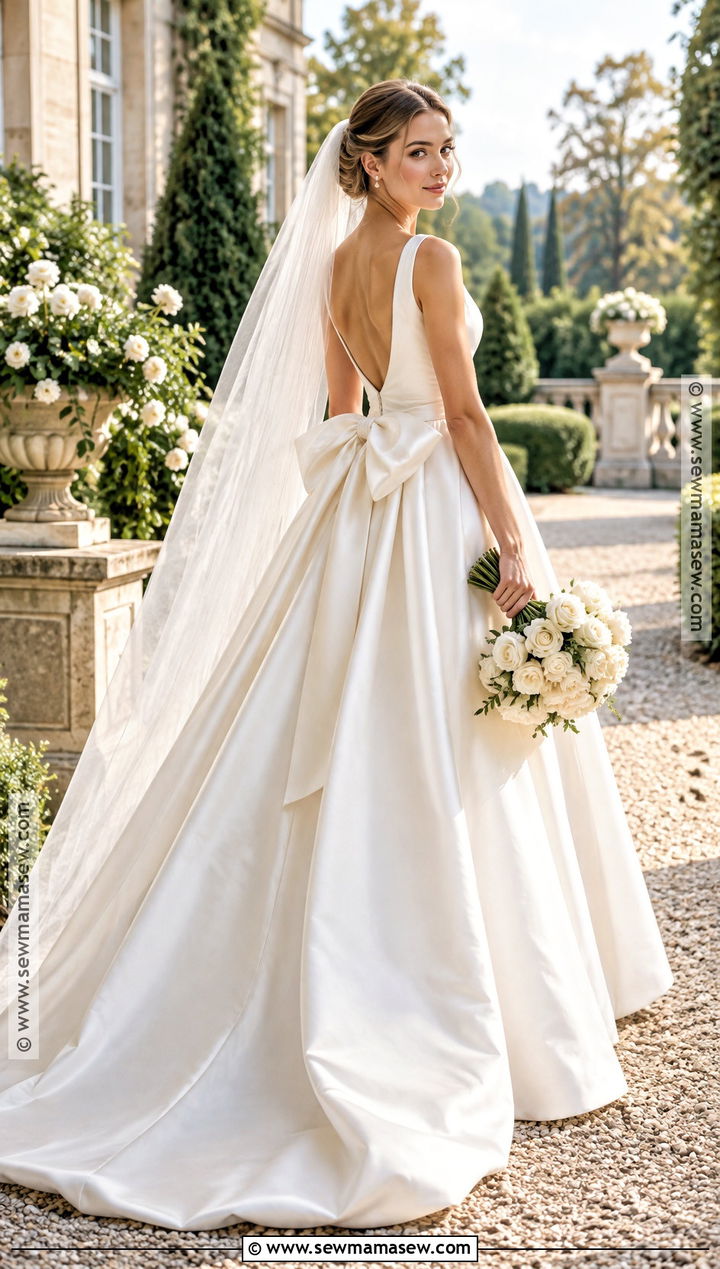 Bow Detail Fall Wedding Dress - 15 Fall Wedding Dress Bride Ideas