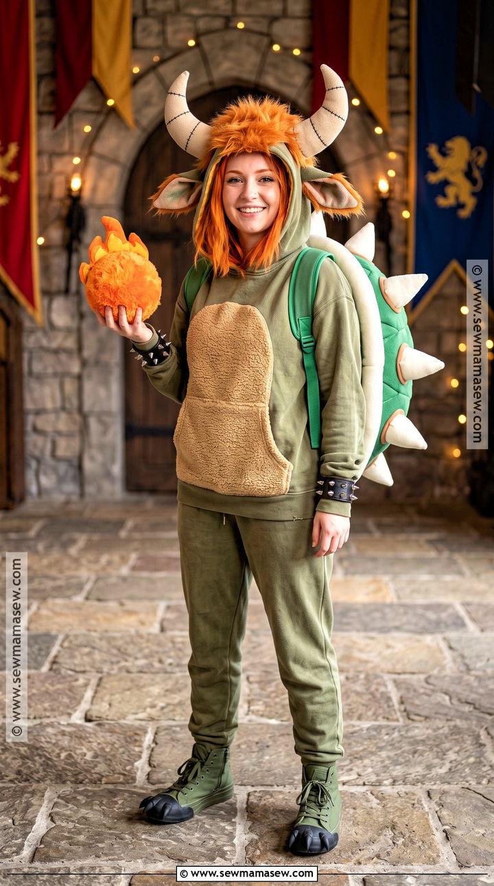 Bowser Costume With Spiked Shell - 30 super mario costume ideas