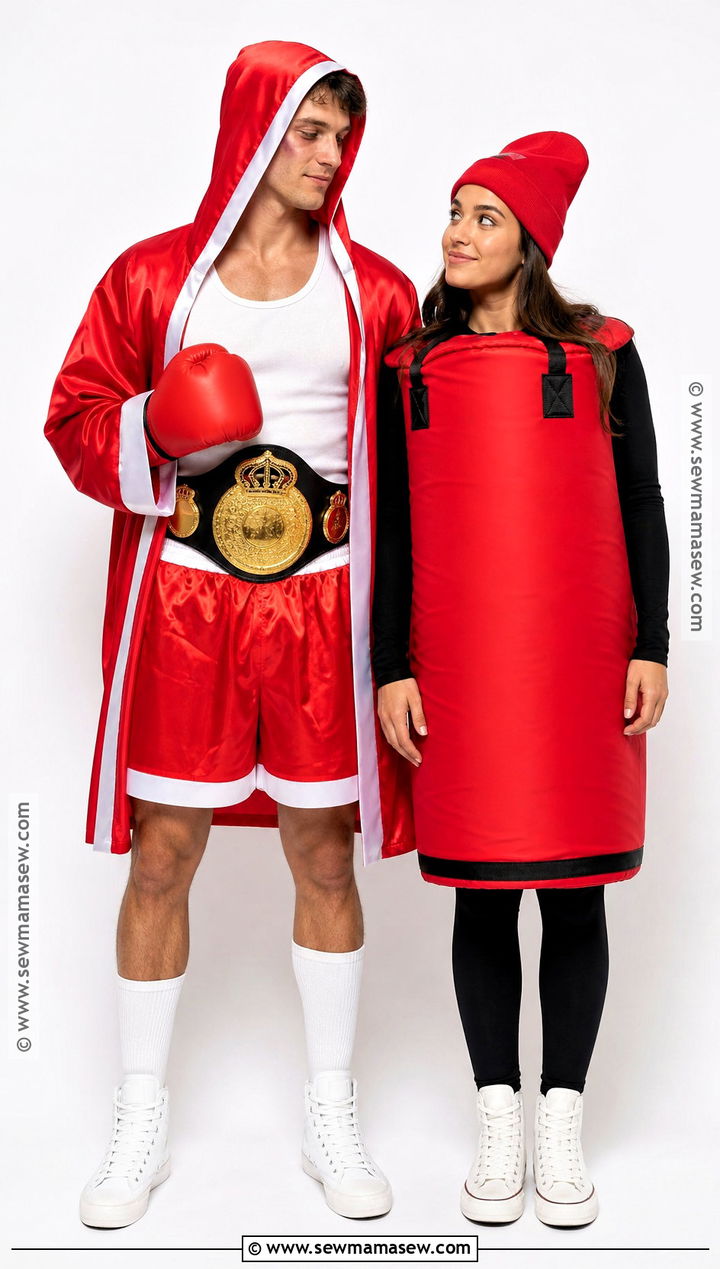 Boxer And Punching Bag Couple Costume - 30 Boxing Halloween Costume Ideas