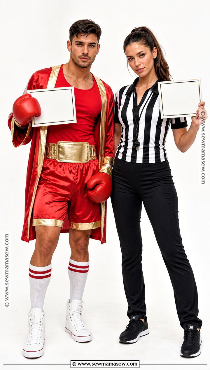 Boxer And Referee Couple Costume - 30 Boxing Halloween Costume Ideas