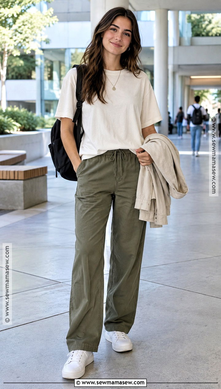Boxy T Shirt And Drawstring Pants Back To School Outfit - 20 summer outfits back to school