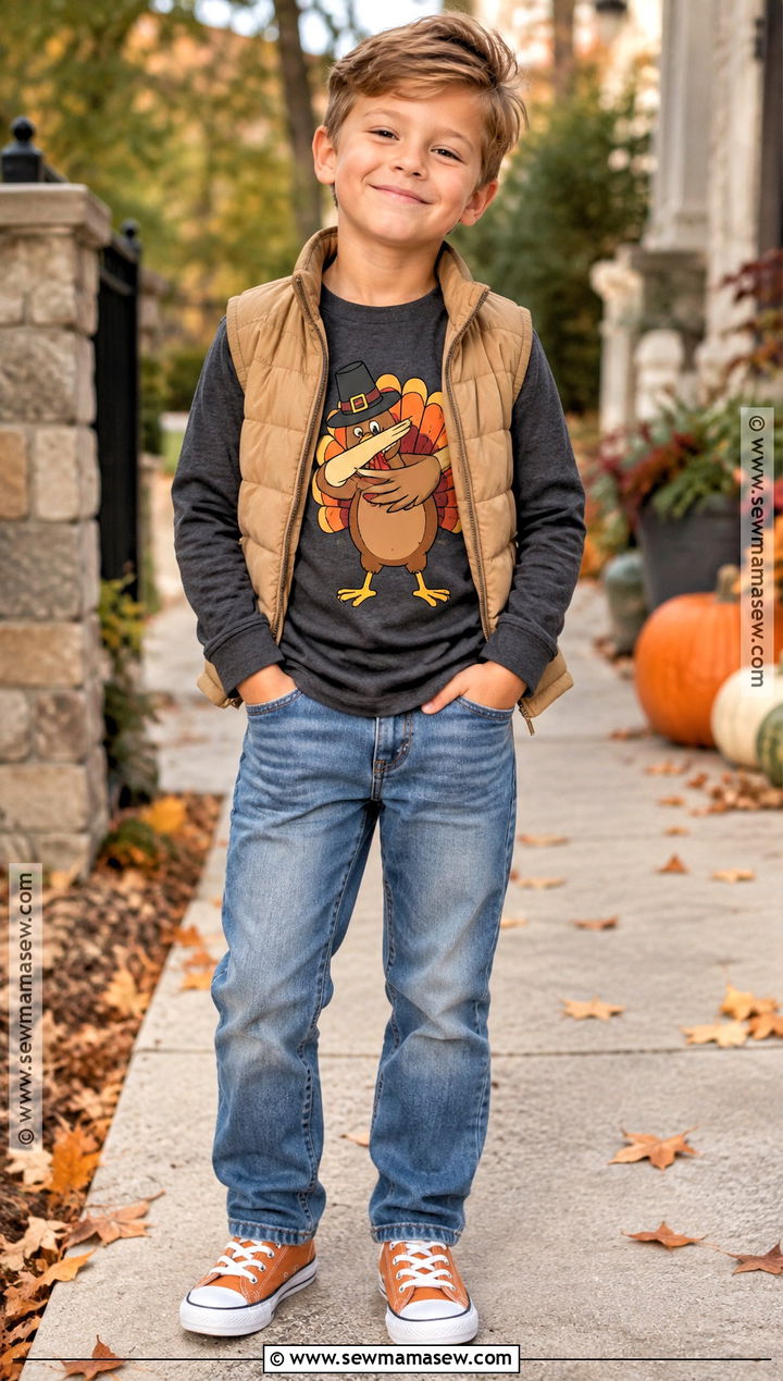 Boy Dabbing Turkey Shirt Outfit - 15 boy thanksgiving shirts
