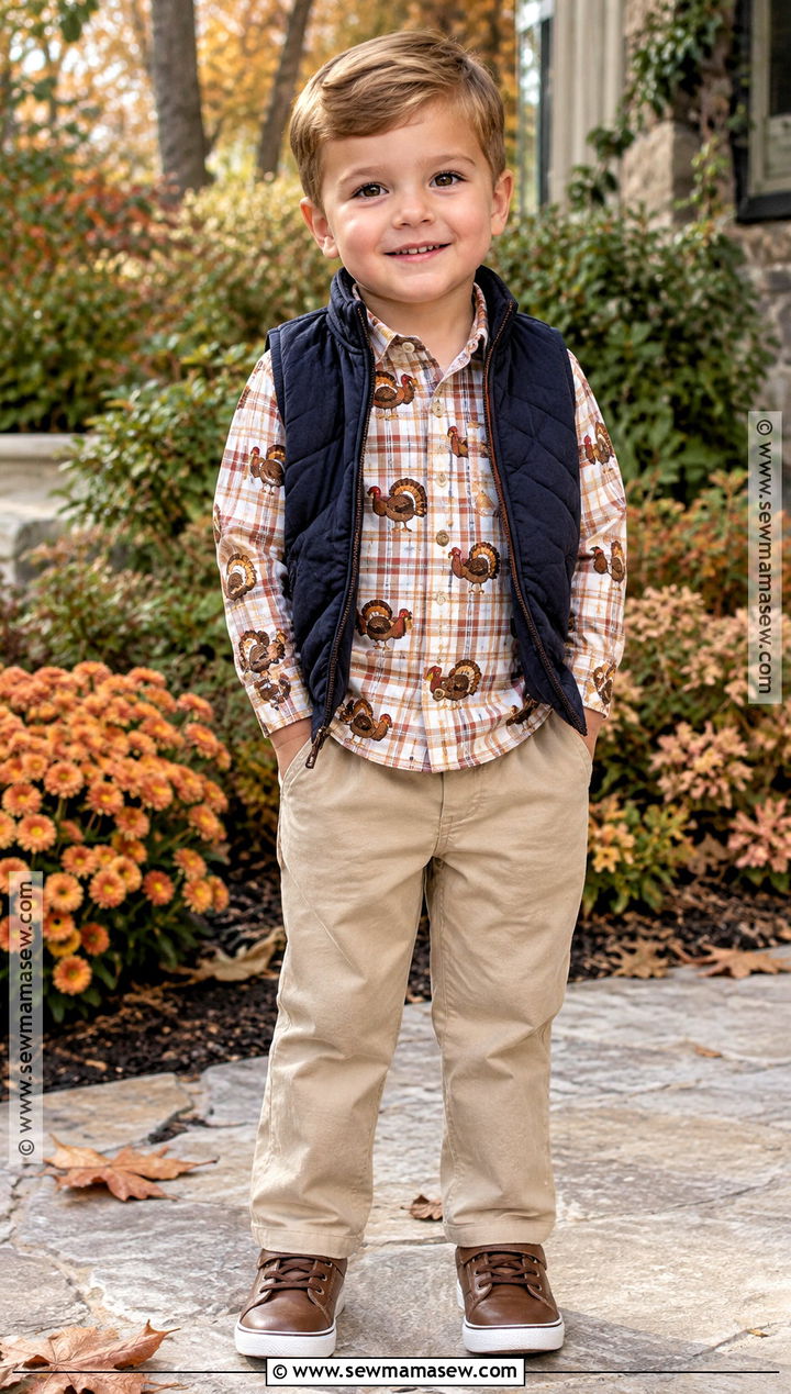 Boy Plaid Turkey Shirt Outfit - 15 boy thanksgiving shirts