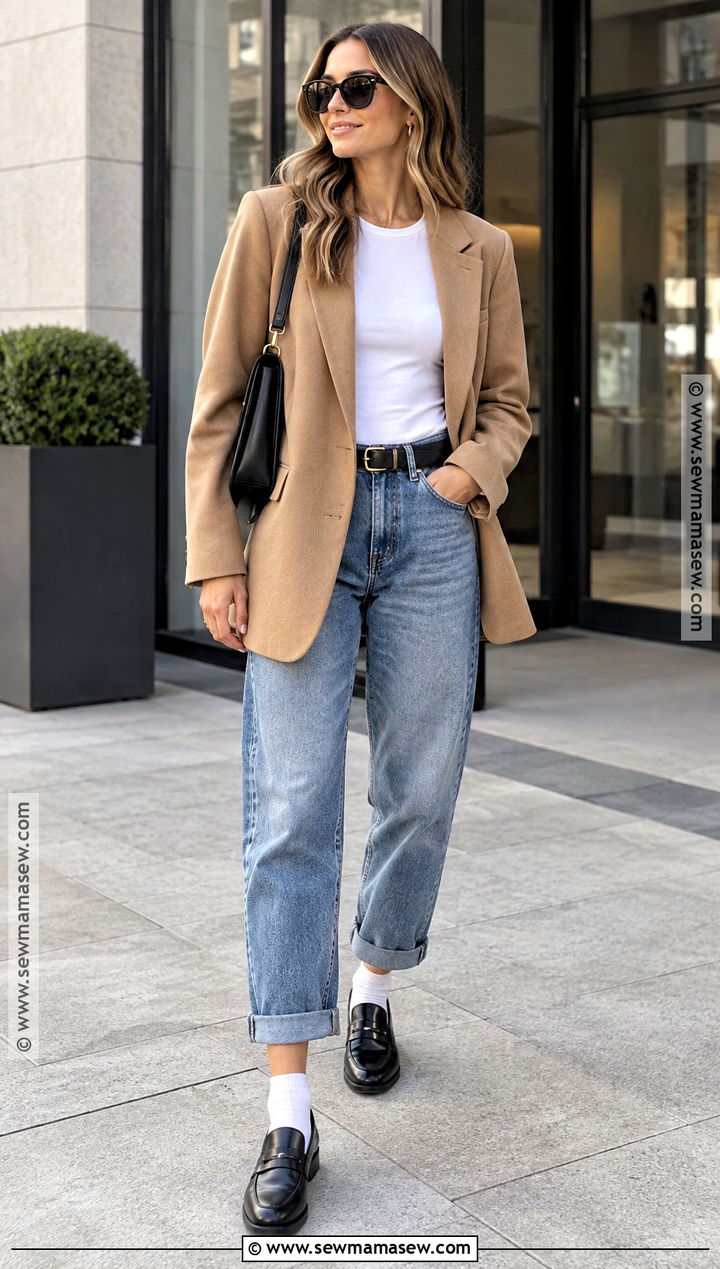 Boyfriend Jeans With Blazer and Loafers - 15 boyfriend jeans fall