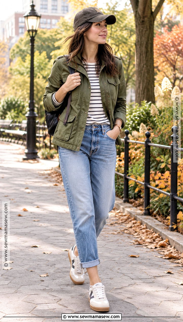 Boyfriend Jeans With Utility Jacket and Retro Sneakers - 15 boyfriend jeans fall