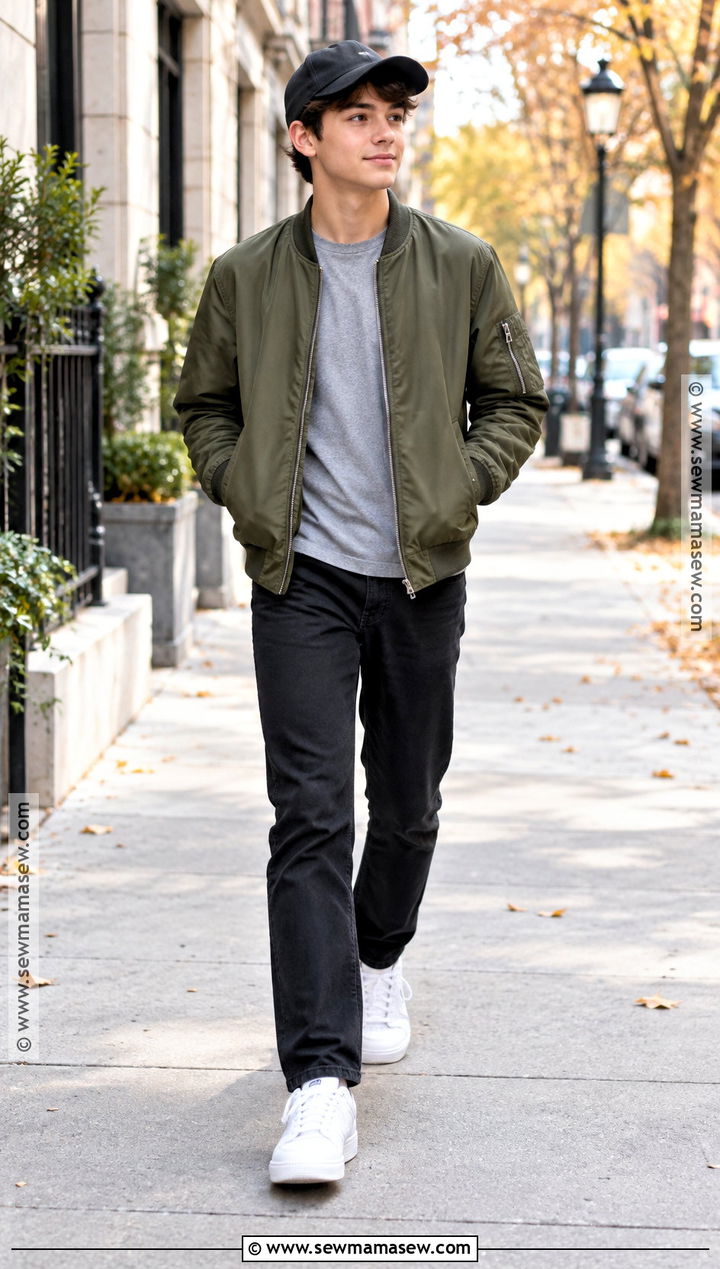 Boys Bomber Jacket and Jeans Outfit - 15 Casual Fall Outfits for Boys