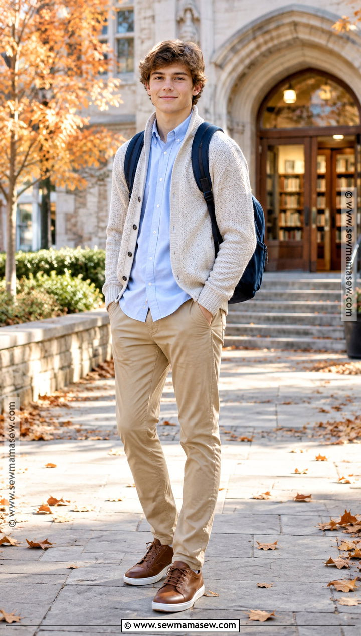 Boys Cardigan And Oxford Shirt Fall Outfit - 25 boys fall outfits