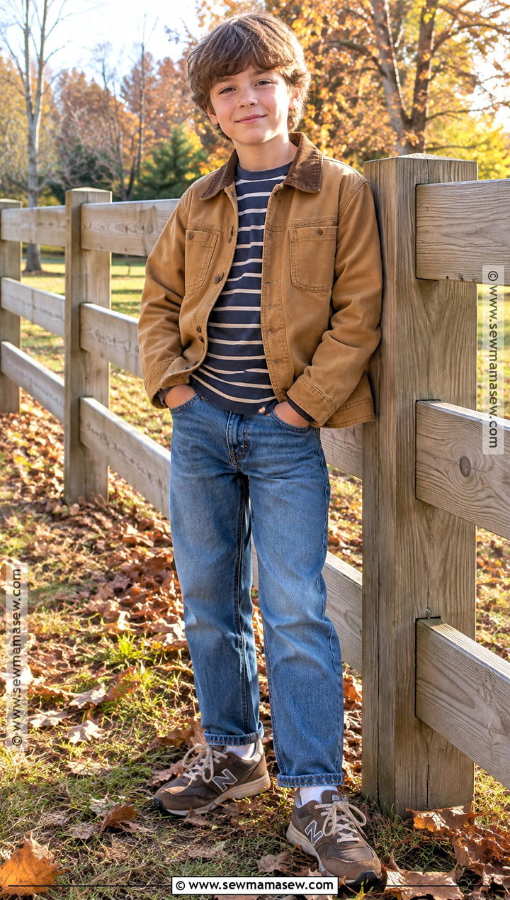Boys Chore Coat And Relaxed Jeans Fall Outfit - 20 boys fall outfits for kids