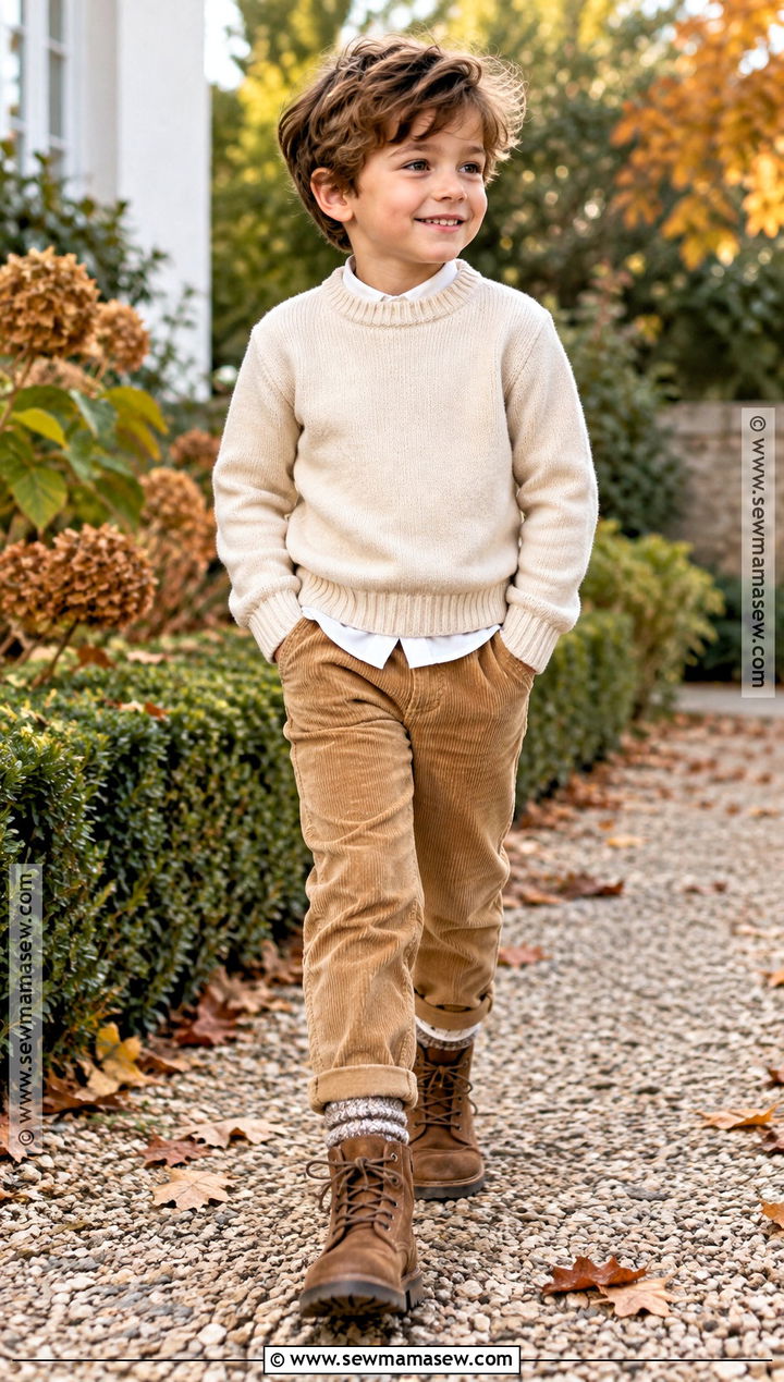 Boys Corduroy Pants And Sweater Fall Outfit - 20 boys fall outfits for kids