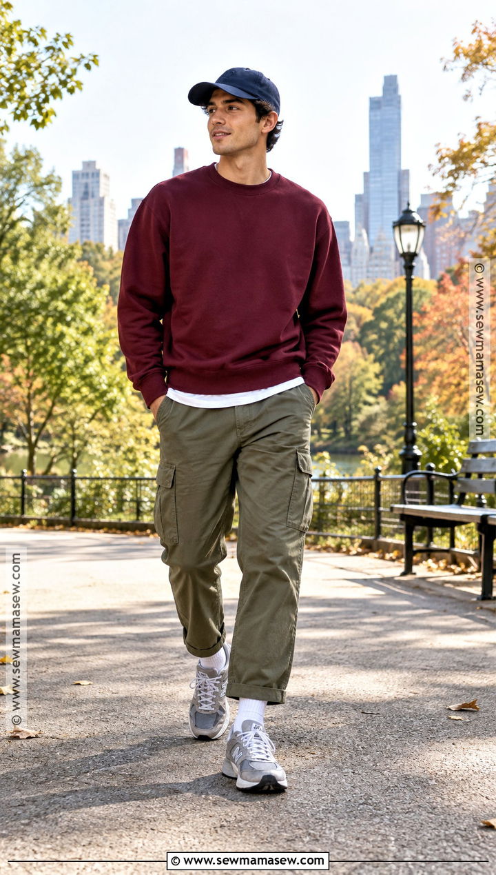 Boys Crewneck Sweatshirt and Cargo Pants Outfit - 15 Casual Fall Outfits for Boys